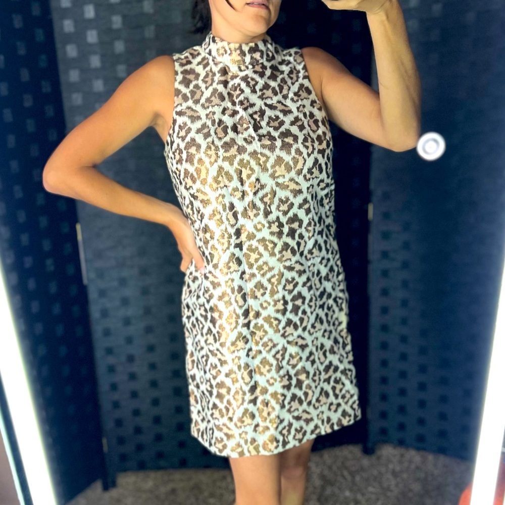 Shimmering Animal Print Shift Tunic Dress